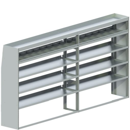 Transit Tapered Shelving Unit, Std. Tray, 18"D x 65"H x 127"L (#360178)