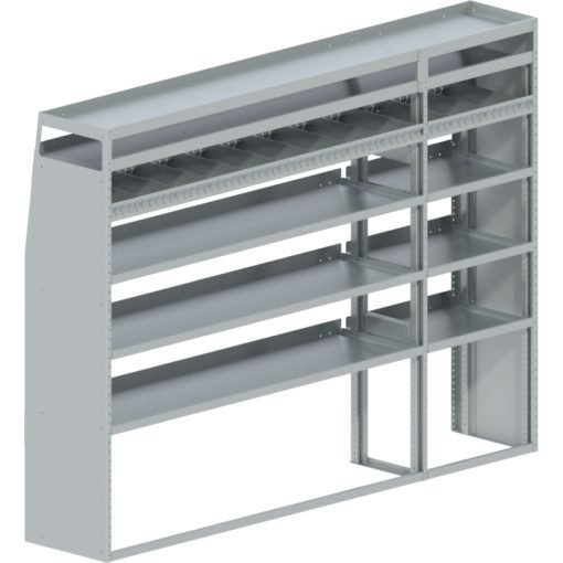 Transit Tapered Shelving Unit, Pipe Tray, 18"D x 69"H x 94"L (#360187)