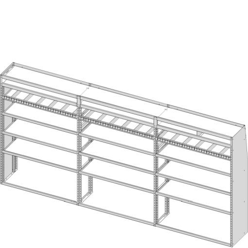 Sprinter Tapered Shelving Unit, Pipe Tray, 18"D x 69"H x 142"L (#360311)