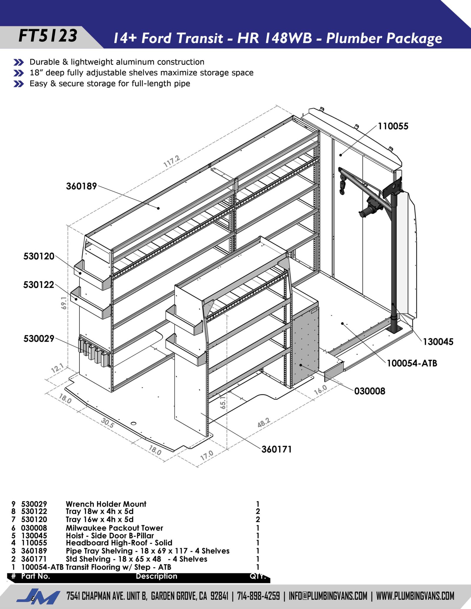 Transit High-Roof 148WB Plumber Package